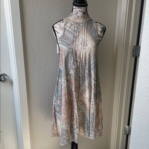 Free People Paisley Print Pajama Dress - Gray and Cream